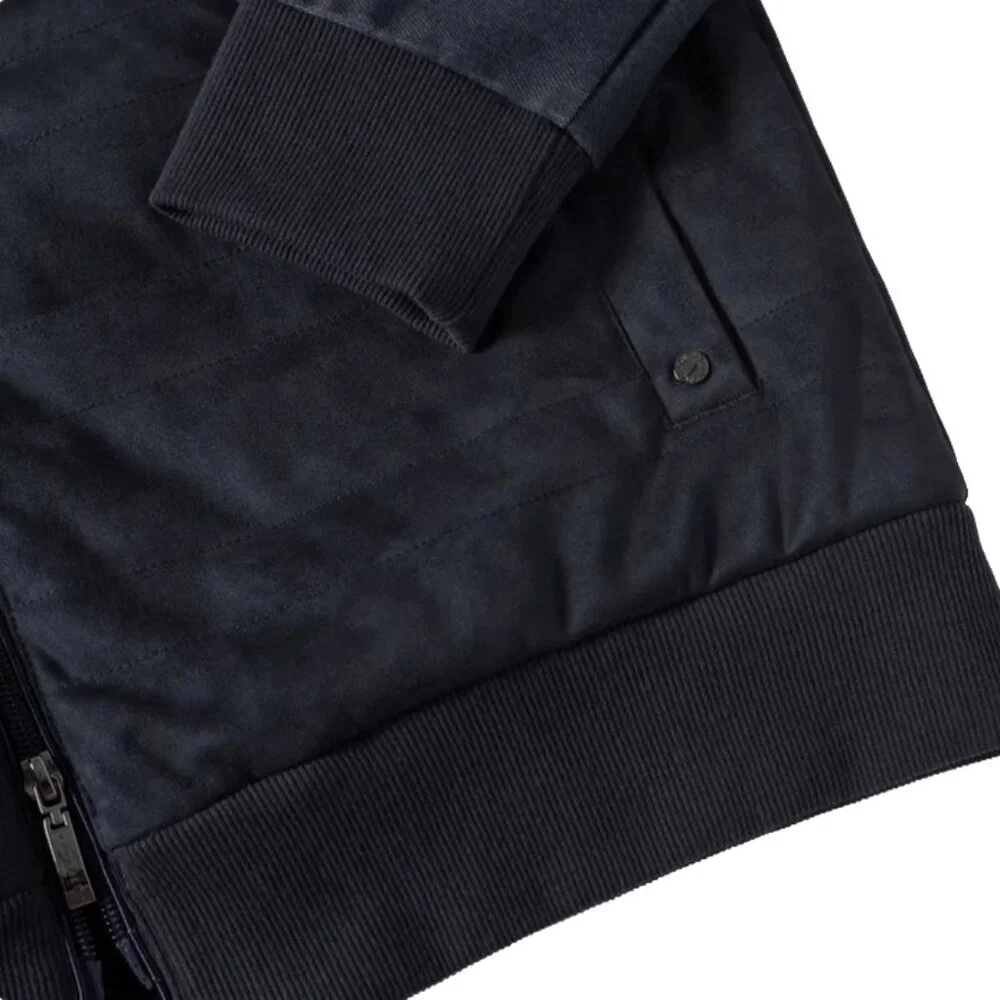 NEW $295 Robert Barakett Renoir Jacket! XXL  Navy  Mixed Media Coat Quilted Body